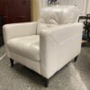 Cream Leather Tufted Armchair