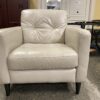 Cream Leather Tufted Armchair