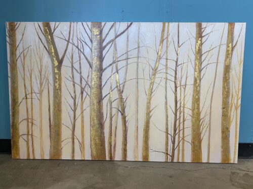 Golden Birch Forest Painting