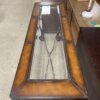 Metal & Glass Sofa Table w/ Leather Inlay