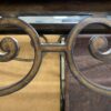 Metal & Glass Sofa Table w/ Leather Inlay