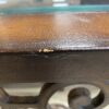 Metal & Glass Sofa Table w/ Leather Inlay