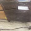Metal & Glass Sofa Table w/ Leather Inlay