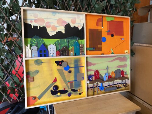 Colorful City Abstract Mixed Media Wall Art