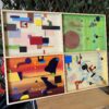 Colorful 4-Panel Mixed Media Wall Art