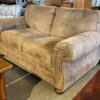 Soft Brown Stud Trim Loveseat