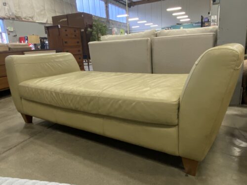 Pale Green Leather Chaise