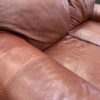 Burgundy Leather Plush Loveseat with Nailhead Trim