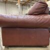 Burgundy Leather Plush Loveseat with Nailhead Trim
