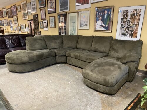 KLAUSSNER Chenille Olive Green Sectional