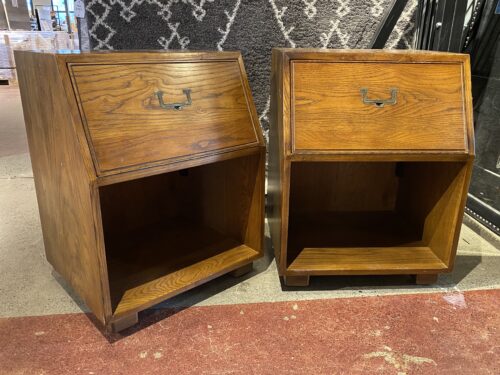 HENREDON Artefacts Campaign Style Tilt-Drawer Nightstands (Set of 2)