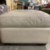 Rectangular Cream Leather Ottoman w/  Storage