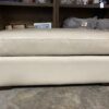 Rectangular Cream Leather Ottoman w/  Storage