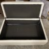 Rectangular Cream Leather Ottoman w/  Storage