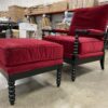 Z GALLERIE Crimson Velvet Spindle Chair with Ottoman