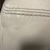 Rectangular Cream Leather Ottoman w/  Storage