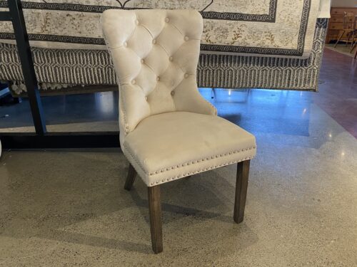 Velvety Cream Stud Trim Dining Chair