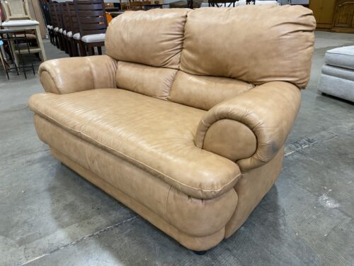 Caramel Leather Loveseat