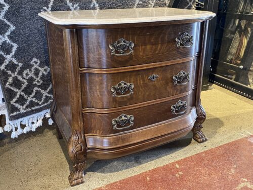 PULASKI Ornate Marble Top 3-Drawer Side Dresser