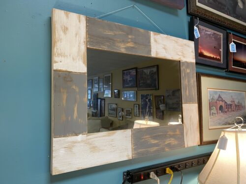 NEW! FIRSTIME Rustic White & Grey Mason Planks Mirror