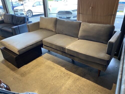 JOYBIRD Royale Grey Velvet Sofa w/ Reversible Chaise