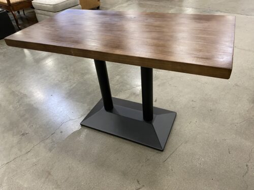 Walnut and Metal Rectangular Pedestal Dining Table