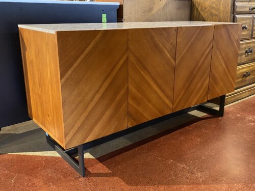 CB2 Suspend 57" Walnut Wood Media Console w/ White Marble Top