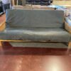 Wood Frame 3-Seater Sofa w/ Green Cushion