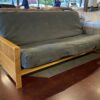 Wood Frame 3-Seater Sofa w/ Green Cushion
