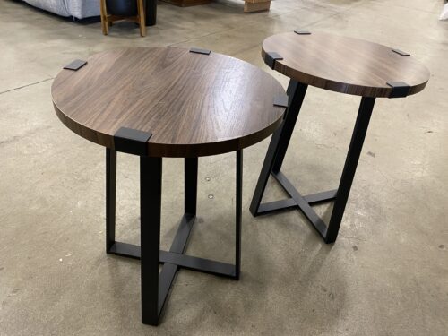 WALKER EDISON Distressed Walnut Stool (Set of 2)