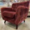 Tufted Crushed Velvet Burgundy Accent Chair