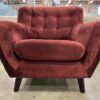 Tufted Crushed Velvet Burgundy Accent Chair