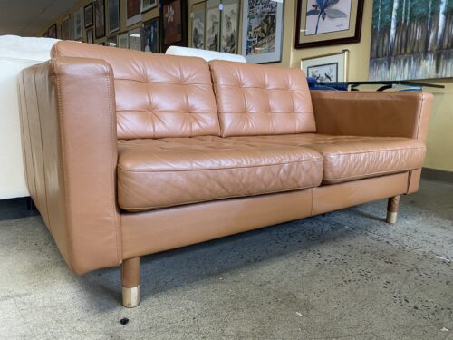 IKEA Morabo Brown Leather Tufted Loveseat