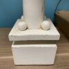 White Geometric Tall Table Lamps w/ Orange Floral Shades (Set of 2)