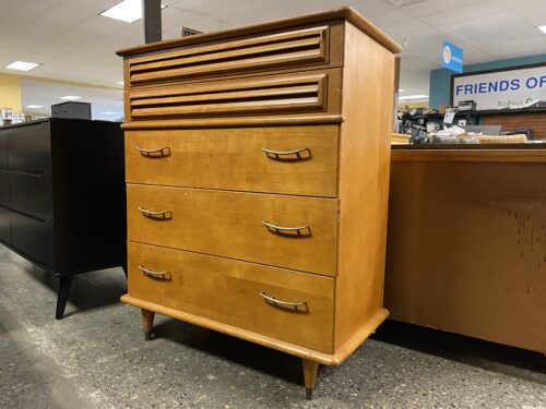 Vintage Mid-Century Modern 5-Drawer Tallboy Dresser