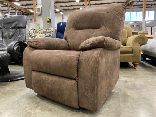 Brown Plush Manual Recliner with Contrast Stitching