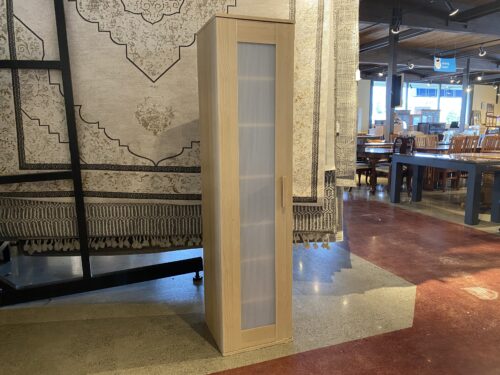 Slim Blonde Frosted Door Cabinet w/ Adjustable Shelves