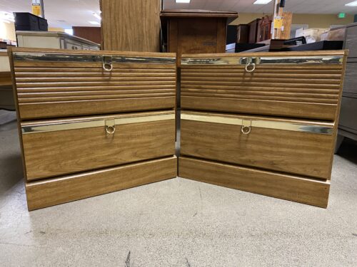 Light 2-Drawer Nightstands w/ Brass Hardware (Set of 2)