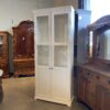 Towering White Glass Door Cabinet w/ Adjustable Shelves