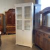 Towering White Glass Door Cabinet w/ Adjustable Shelves