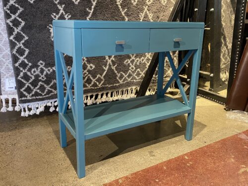 Petite Robin's Egg Blue 2-Drawer X-Side Table