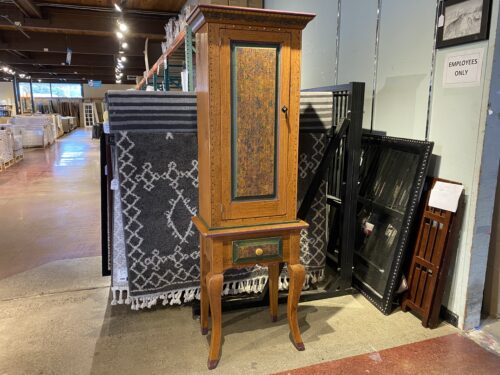 Tall Slim Colorful Rustic Cabinet w/ Nailhead Trim