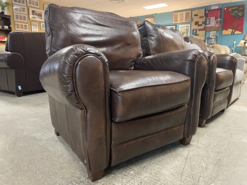 Classic Pushback Reclining Brown Leather Armchair
