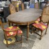 DREXEL Vintage Oval Dining Set w/ 2 Leaves & 6 Wicker Back Chairs