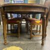 DREXEL Vintage Oval Dining Set w/ 2 Leaves & 6 Wicker Back Chairs