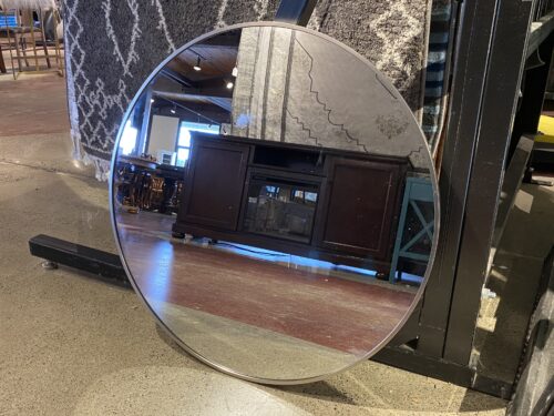 Round Minimal Silver Frame Wall Mirror