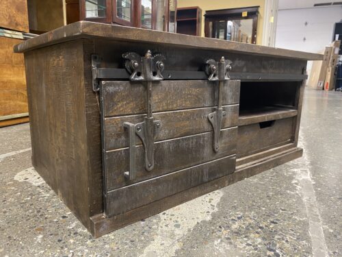 Rustic Sliding Barn Door Storage Coffee Table