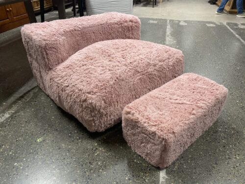 HOBESTLUK Large Push Pink Memory Foam Chair & Ottoman