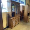 MANOR HOUSE Rustic China Hutch with Swirl Carving and Shutter Style Doors