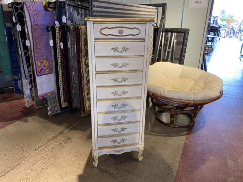 French Provincial Lingerie Chest with Gold Accents